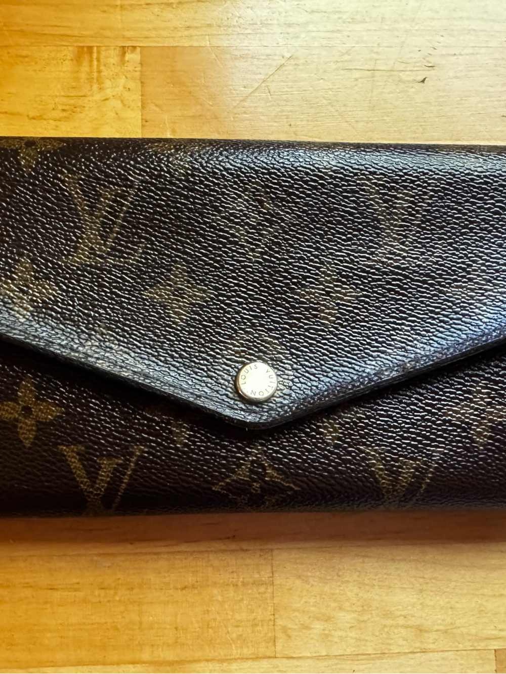 Pre-Loved Louis Vuitton Monogram Canvas Brown Envelope Wallet with Branded Snap